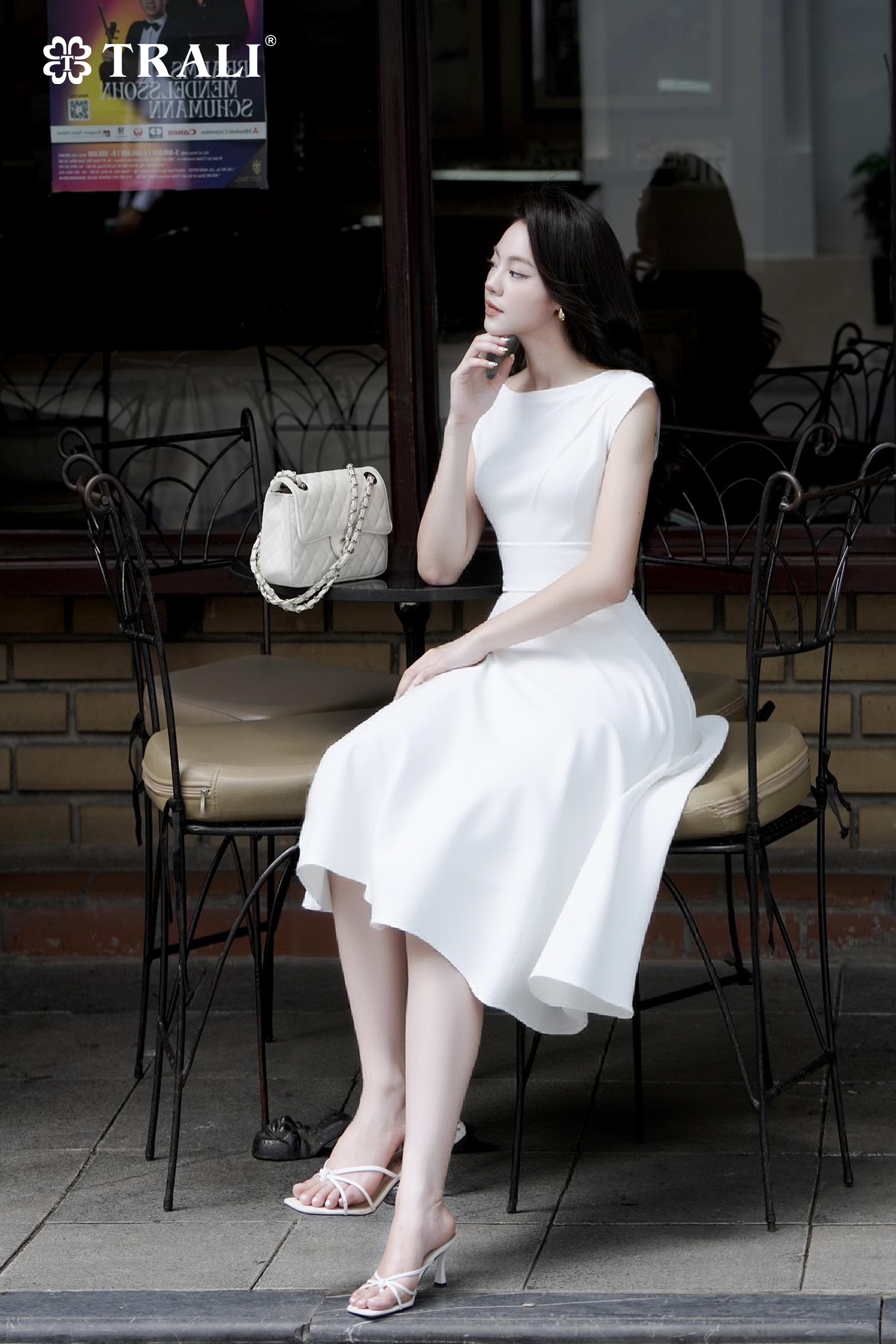 Đầm xòe trắng TRALI 25212