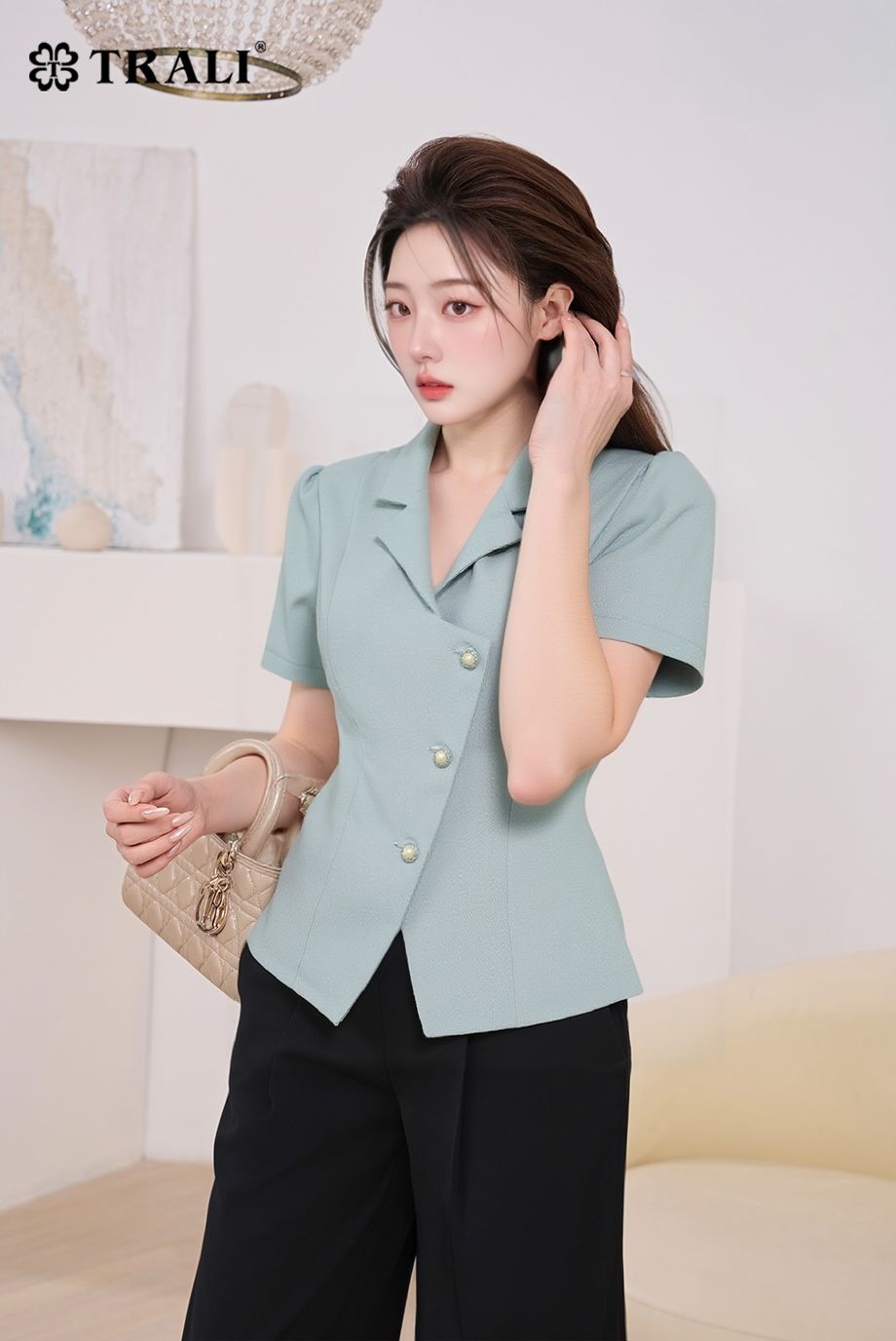 Áo sơ mi Trali 25106 Xanh