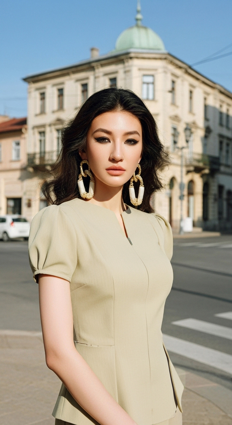 Áo sơ mi nữ TRALI 25135 màu be