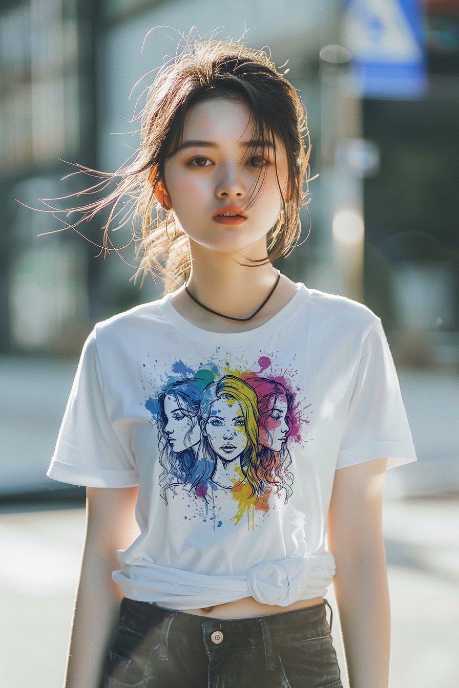 Áo Thun Nữ TRALI 24441 Màu Trắng