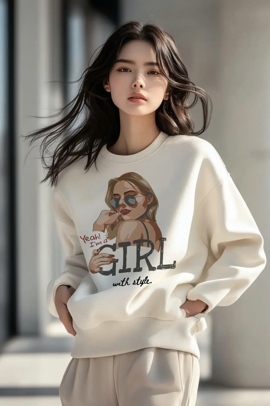 Áo Nỉ Nữ TRALI 24449 Màu Trắng