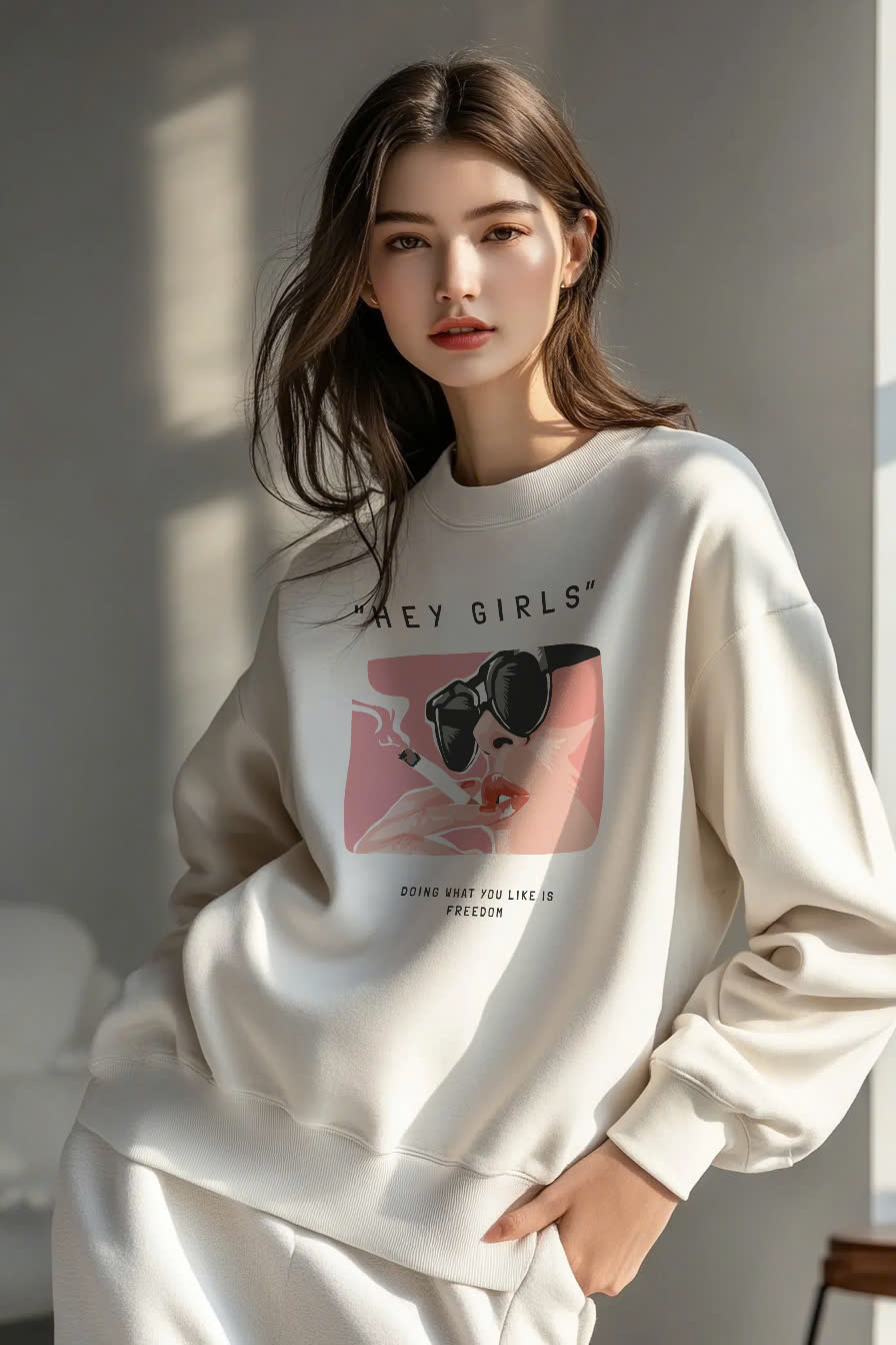 Áo Nỉ Nữ TRALI 24449 Màu Trắng
