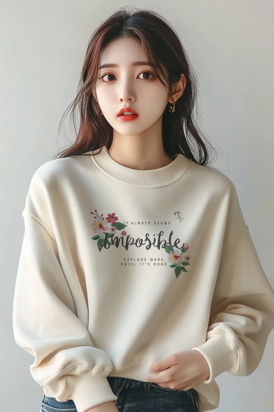 Áo Nỉ Nữ TRALI 24452 Màu Kem