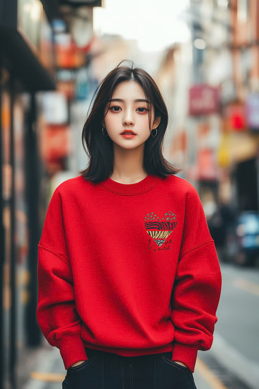 Áo nỉ đỏ TRALI 24461 Tim trái