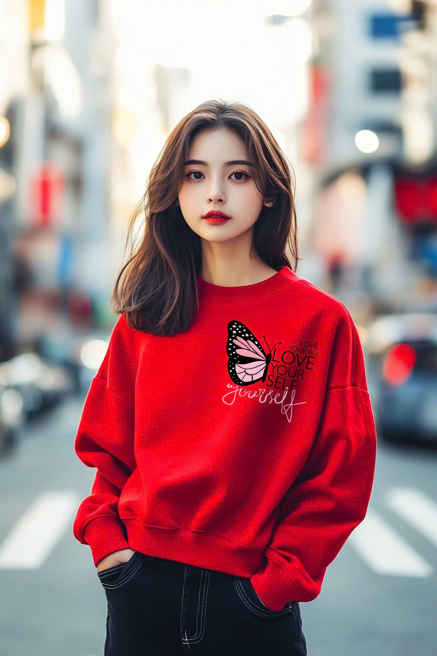 Áo nỉ đỏ TRALI 24463 Love yourself