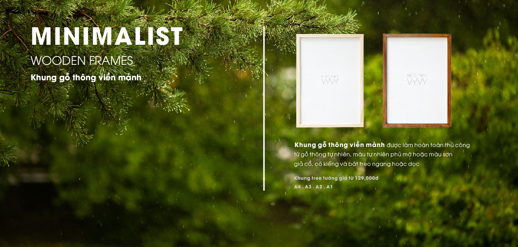 Khung gỗ thông viền mảnh