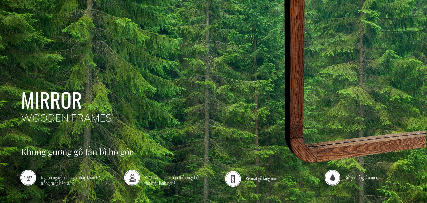 Khung gương gỗ tần bì bo góc