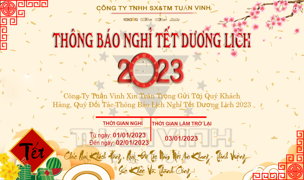 THÔNG BÁO LỊCH NGHỈ TẾT DƯƠNG LỊCH 2023