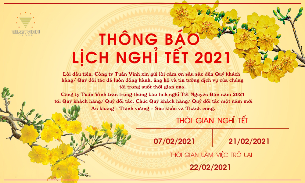 THÔNG BÁO LỊCH NGHỈ TẾT 2021