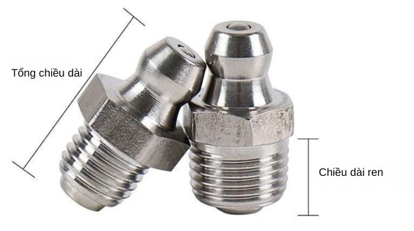 Thông số kỹ thuật vú bơm mỡ M6, M8, M10 inox 304