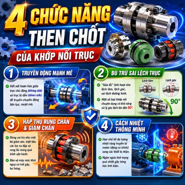 4 Chức năng then chốt của khớp nối trục