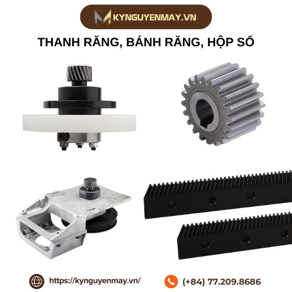 Thanh răng, bánh răng, hộp số