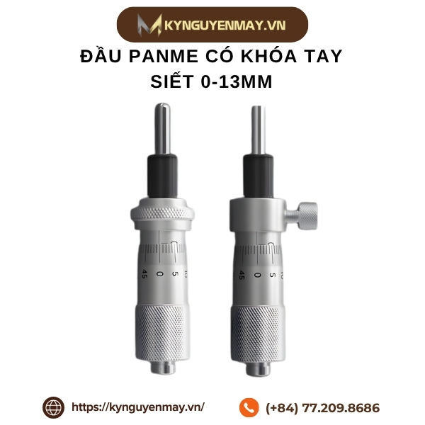 Đầu panme có khóa tay siết 0-13mm