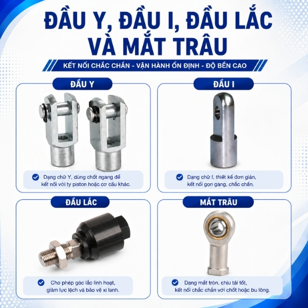 Đầu Y, đầu I, đầu lắc và khớp nối mắt trâu