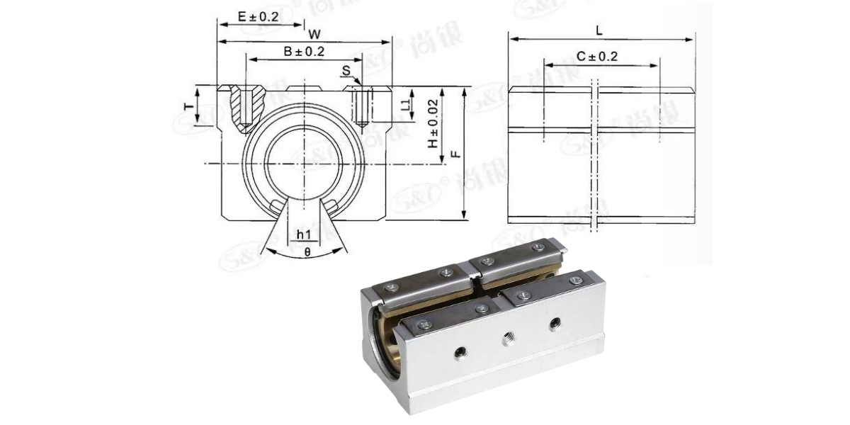 bạc lót đồng tự bôi trơn loại mở SBR (Loại dài)
