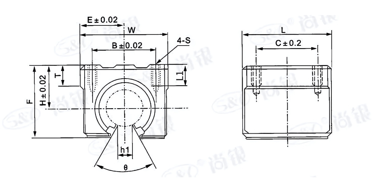 Thông số kỹ thuật của bạc lót đồng tự bôi trơn loại mở SBR