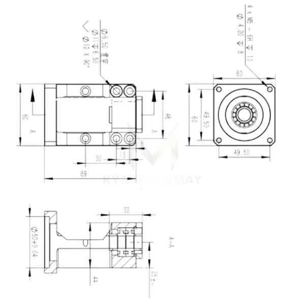 Bản vẽ gối RBK12 cho động cơ bích 57 , 60