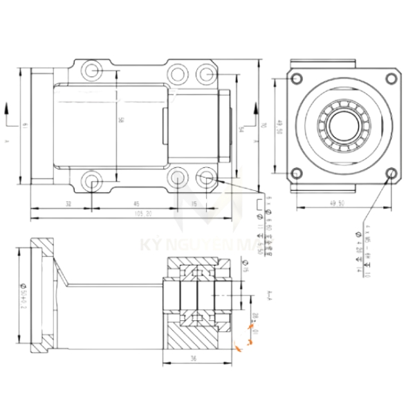 Bản vẽ gối RBK15 cho động cơ bích 57 , 60