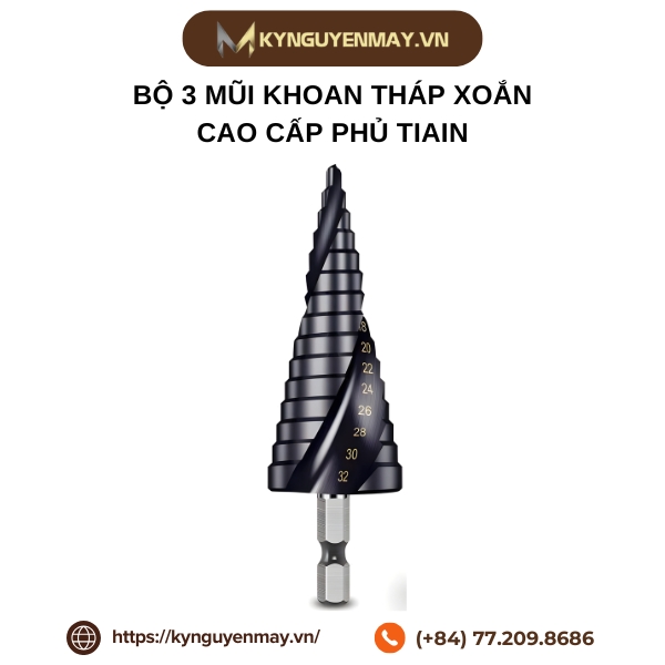 Bộ 3 mũi khoan tháp xoắn cao cấp phủ tiain