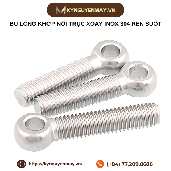 Bu lông khớp nối trục xoay inox 304 ren suốt