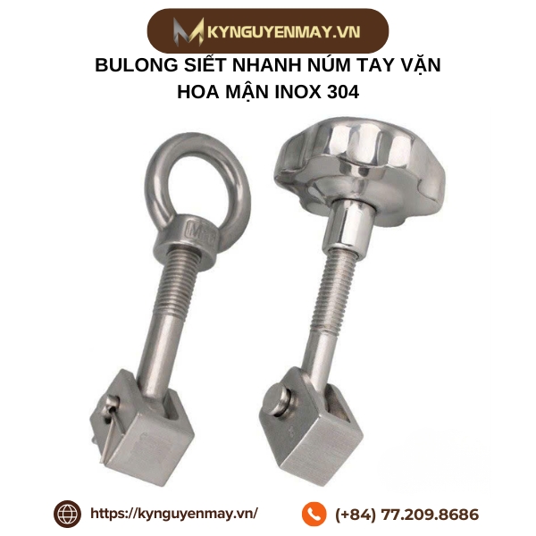 Bulong siết nhanh núm tay vặn hoa mận inox 304