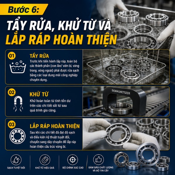 Tẩy rửa, khử từ và lắp ráp hoàn thiện
