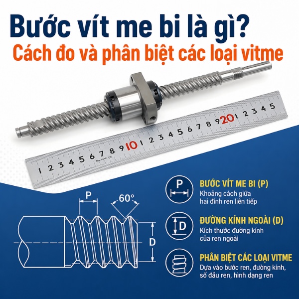 Bước vít me bi là gì? Cách đo và phân biệt các loại vitme