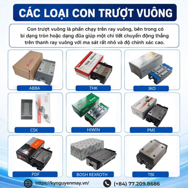 Các loại ổ trượt vuông