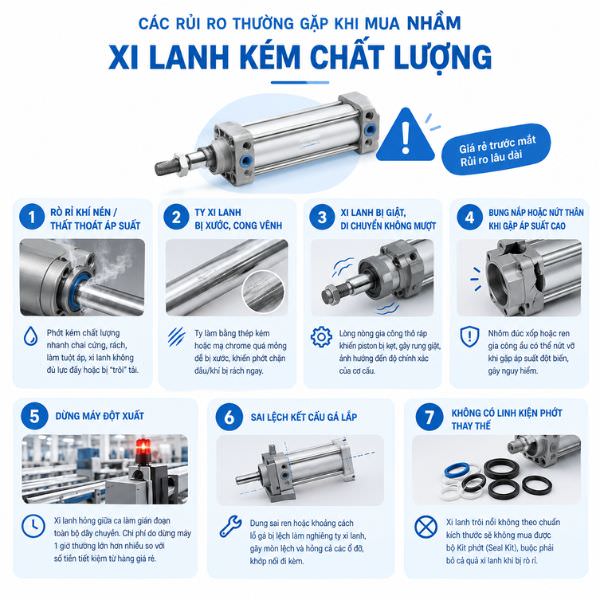 Những rủi ro thường gặp khi mua xi lanh kém chất lượng