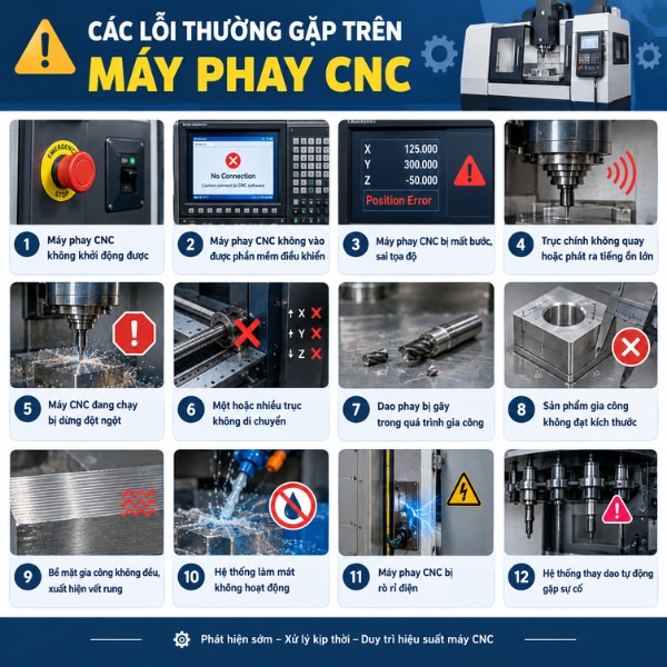 Các lỗi thường gặp trên máy phay CNC