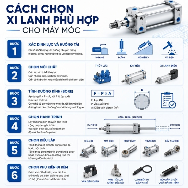 Cách chọn xi lanh phù hợp cho máy móc
