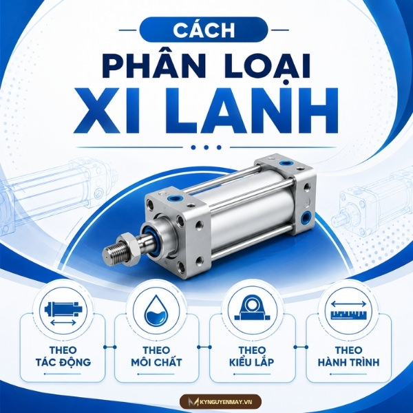 Hướng dẫn cách phân loại xi lanh: theo tác động, môi chất, kiểu lắp và hành trình