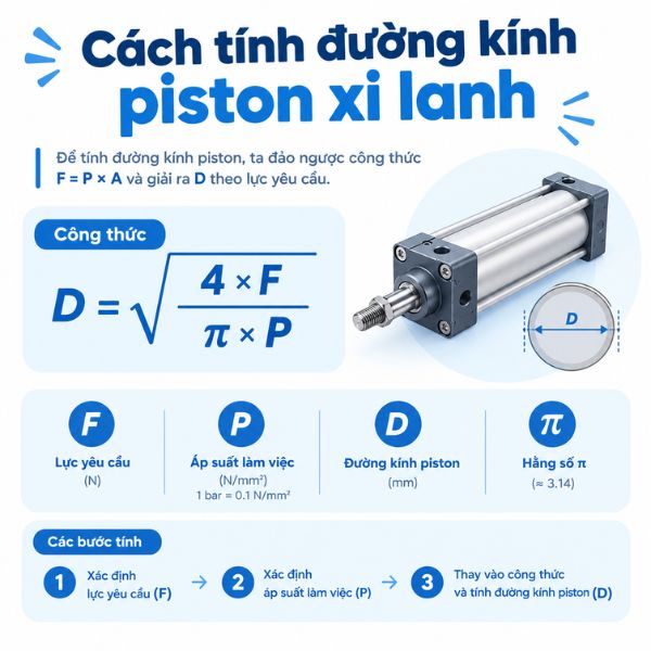 Cách tính đường kính piston xi lanh