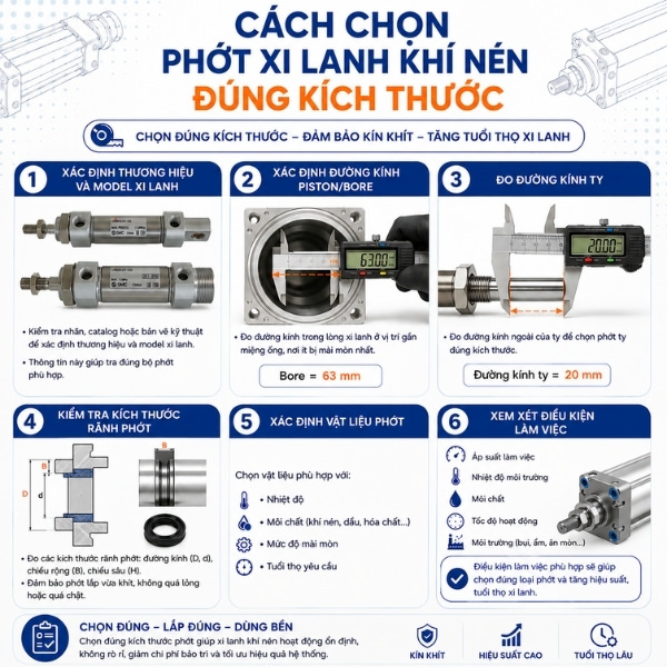 Cách chọn phớt xi lanh khí nén đúng kích thước