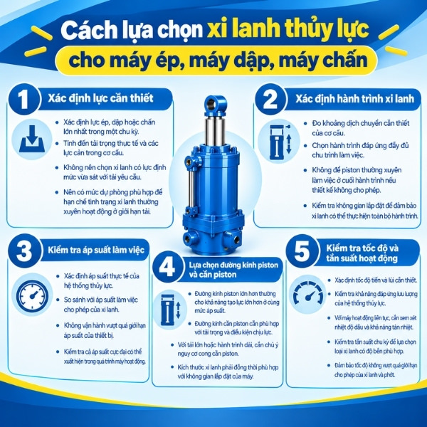 Cách lựa chọn xi lanh thủy lực cho máy ép, máy dập, máy chấn