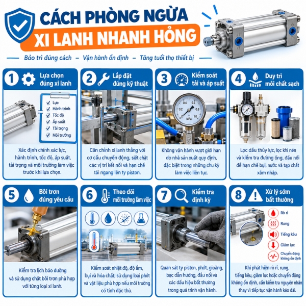 Cách phòng ngừa xi lanh nhanh hỏng