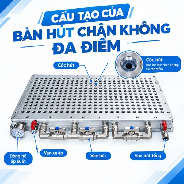 Cấu tạo của bàn hút chân không đa điểm