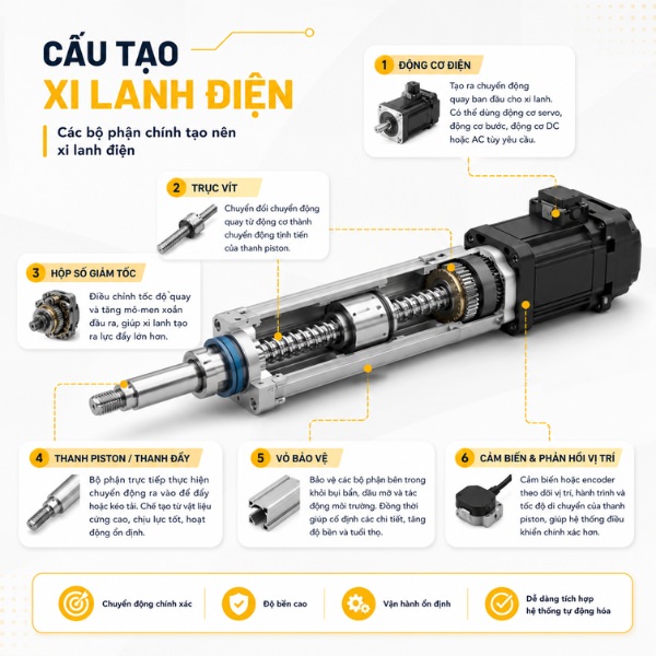 Cấu tạo của xi lanh điện
