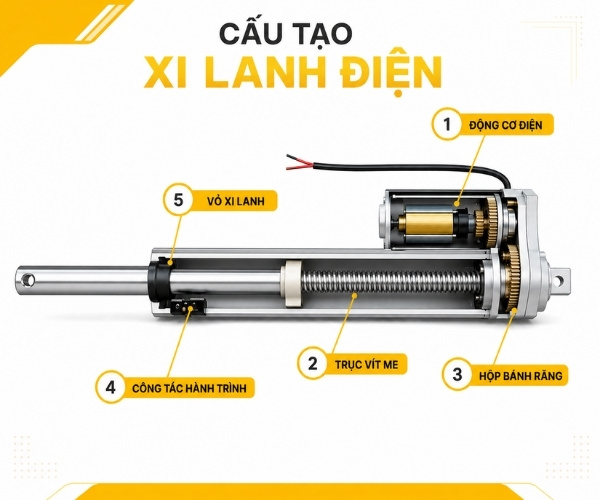 Cấu tạo của xi lanh điện