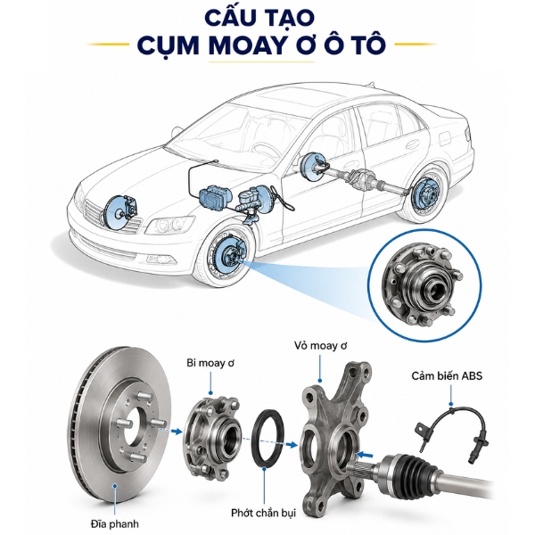 Cấu tạo moay ơ ô tô