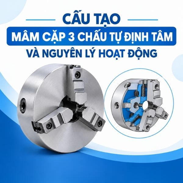 Cấu tạo mâm cặp 3 chấu tự định tâm và nguyên lý hoạt động