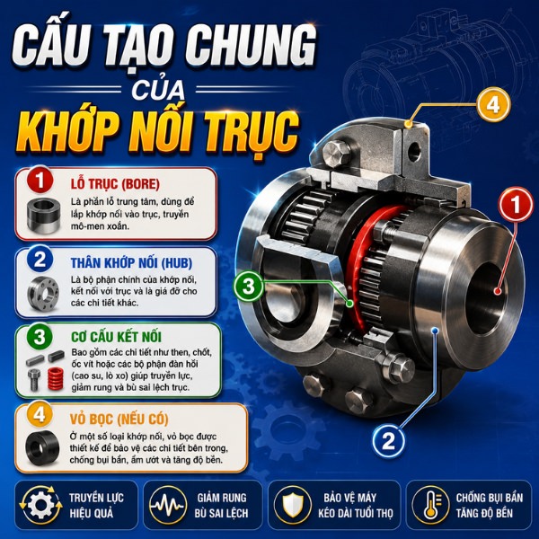 Cấu tạo chung của khớp nối trục