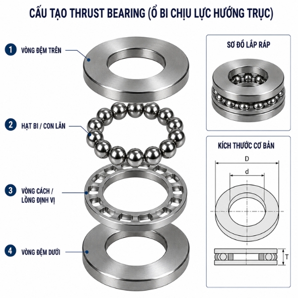 Cấu tạo của thrust bearing