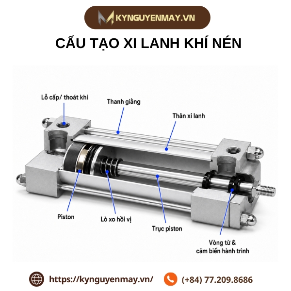 Ảnh cấu tạo xi lanh khí nén