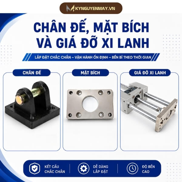 Chân đế, mặt bích và giá đỡ xi lanh