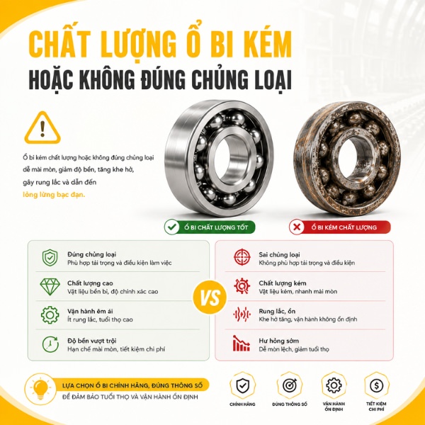 Sử dụng vòng bi kém chất lượng