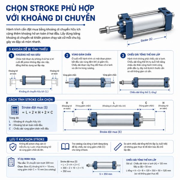 Chọn Stroke phù hợp với khoảng di chuyển