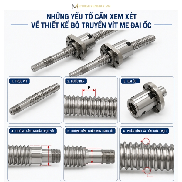 Những yếu tố cần xem xét về thiết kế bộ truyền vít me đai ốc