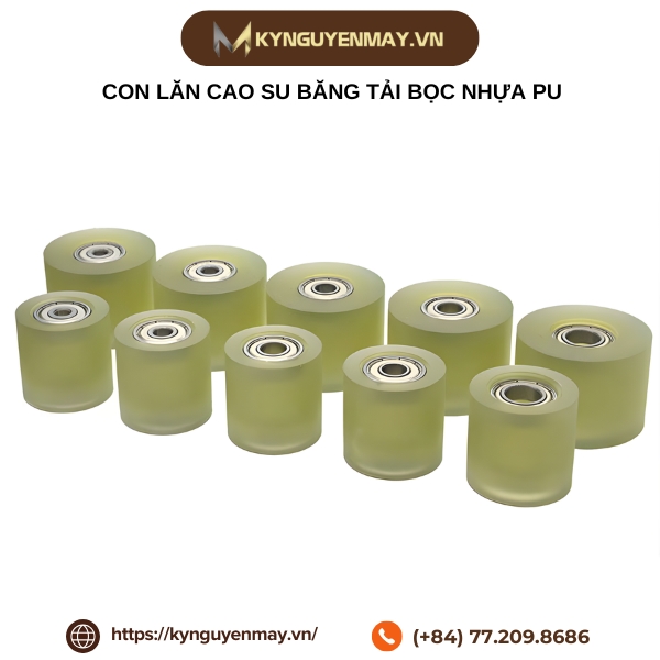 Con lăn cao su băng tải bọc nhựa PU
