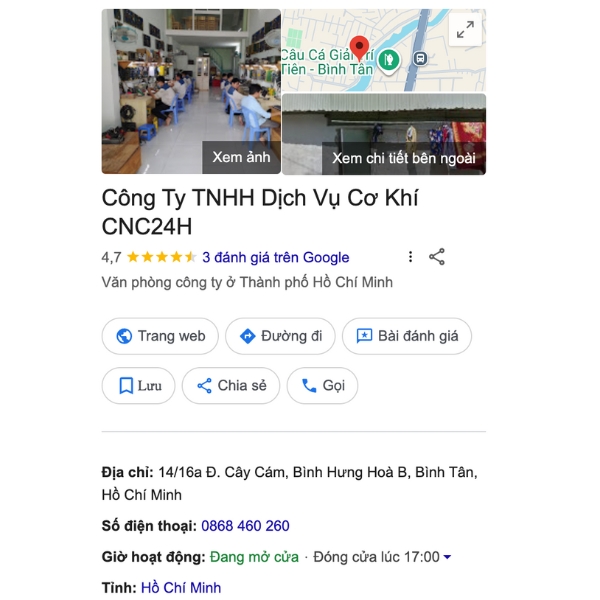 Đánh giá công ty TNHH dịch vụ cơ khí CNC24H